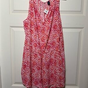 GAP Pink & Orange Printed V‑Neck Romper – Women’s XL – NWT